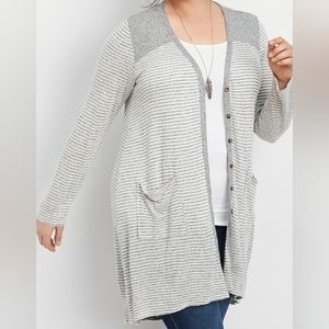Maurices Gray and Cream Cardigan Sweater